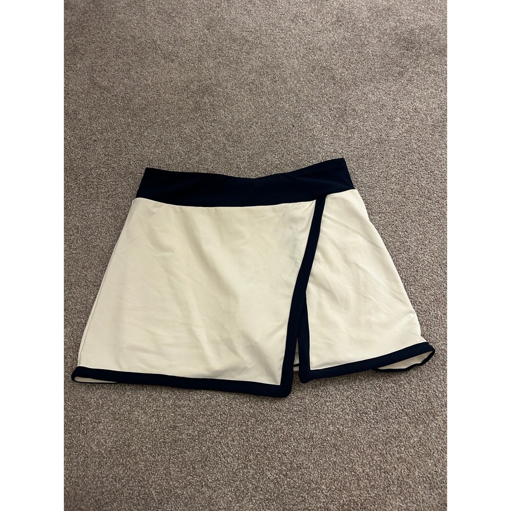 Kyodan Athletic Skort Womens Large Cream Navy Blue Excellent Wrap Front Tennis